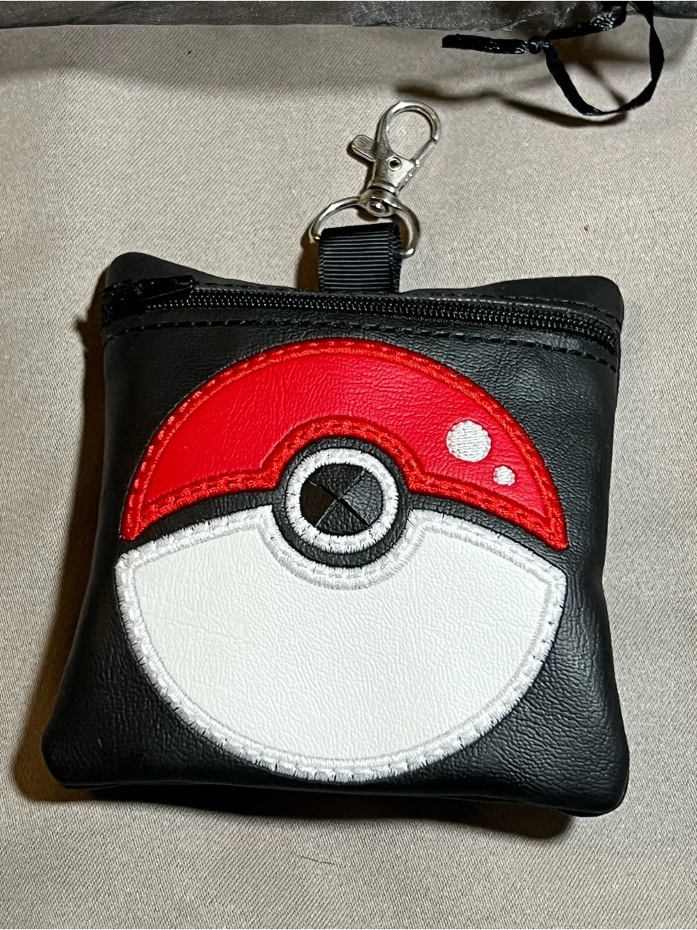 Pokemon doggie poop bag dispenser Black with Red & White Poké Ball Patch new 🆕